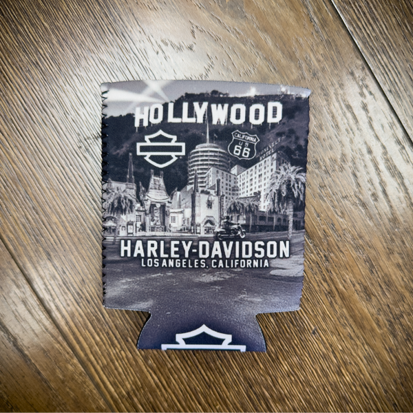 Harley-Davidson® of Hollywood Black & White Scenic Beer Koozie