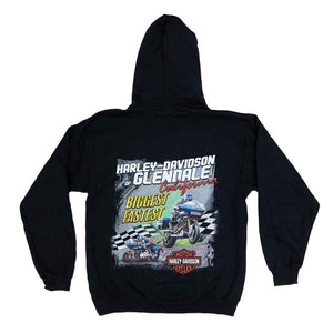 Glendale Harley-Davidson® Black Biggest Fastest Pullover Hoodie Back