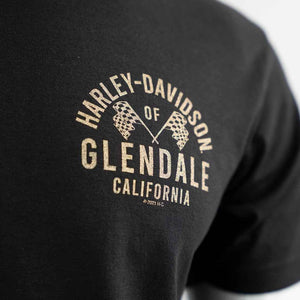 Glendale Harley-Davidson® Black Gold Racer II T-Shirt Front Design 2