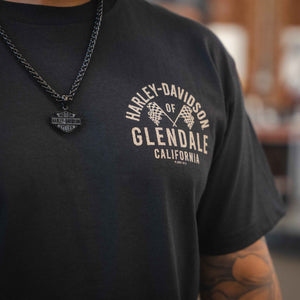 Glendale Harley-Davidson® Black Gold Racer II T-Shirt Front Design Lifestyle