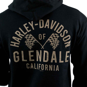 Glendale Harley-Davidson® Black Pullover Hoodie Gold Racer II Back Design