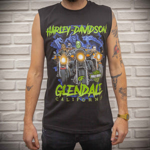 Glendale Harley-Davidson® Black Sleeveless Fright Night Front 2 Lifestyle