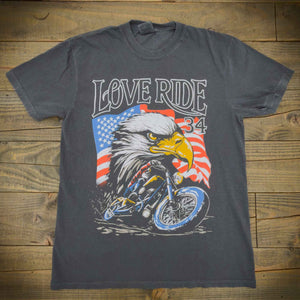 Glendale Harley-Davidson® Gray Love Ride® USA Flag & Eagle T-Shirt Front