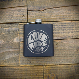 Glendale Harley-Davidson® Love Ride 34® Circle Logo Flask Front