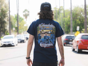 Glendale Harley-Davidson® Navy Palms T-Shirt Back Lifestyle