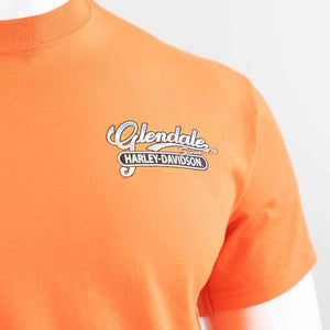 Glendale Harley-Davidson® Orange Palms T-Shirt Front Design