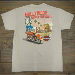 Hollywood Harley-Davidson Beige Map T-Shirt Back
