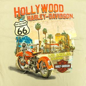 Hollywood Harley-Davidson Beige Map T-Shirt Back Design