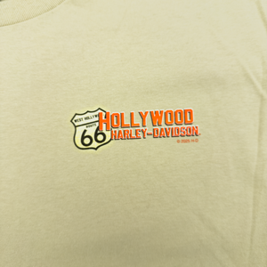 Hollywood Harley-Davidson Beige Map T-Shirt Front Design