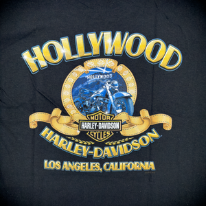 Hollywood Harley-Davidson® Black Bar and Shield Hollywood Film Strip T-Shirt Back Design