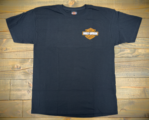 Hollywood Harley-Davidson® Black Bar and Shield Hollywood Film Strip T-Shirt Front