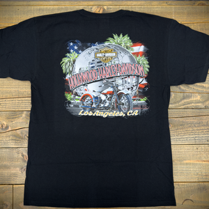 Hollywood Harley-Davidson® Black Bar and Shield Hollywood Universal Globe T-Shirt Back