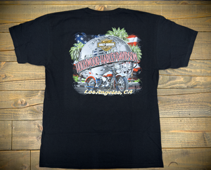 Hollywood Harley-Davidson® Black Bar and Shield Hollywood Universal Globe T-Shirt Back