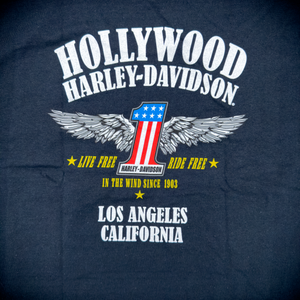 Hollywood Harley-Davidson® Black Bar and Shield Number 1 Pocket T-Shirt Back Design