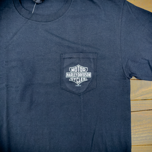 Hollywood Harley-Davidson® Black Bar and Shield Number 1 Pocket T-Shirt Front Design