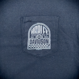 Hollywood Harley-Davidson® Black HD Fracture Film Strip Pocket T-Shirt Front Design