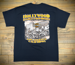 Hollywood Harley-Davidson® Black Hollywoodland HD Bar and Shield Pocket T-Shirt Back