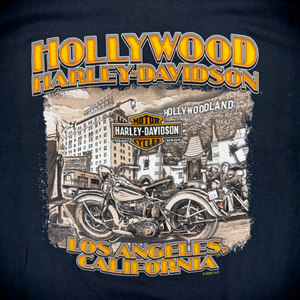 Hollywood Harley-Davidson® Black Hollywoodland HD Bar and Shield Pocket T-Shirt Back Design