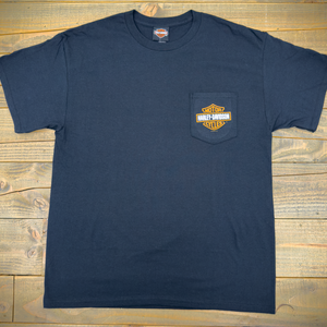 Hollywood Harley-Davidson® Black Hollywoodland HD Bar and Shield Pocket T-Shirt Front