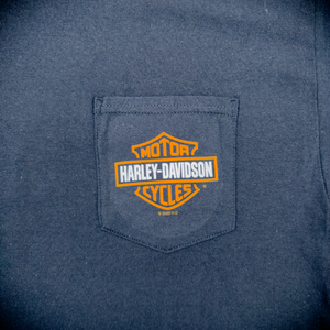 Hollywood Harley-Davidson® Black Hollywoodland HD Bar and Shield Pocket T-Shirt Front Design