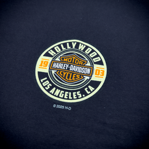 Hollywood Harley-Davidson® Black Icon T-Shirt Front Design Tilted View