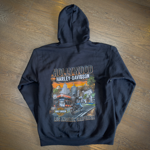 Hollywood Harley-Davidson® Black Icon Zip-Up Hoodie Back