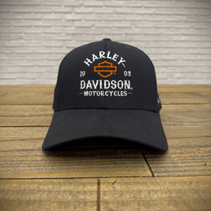 Hollywood Harley-Davidson Black Rivalry Fitted Hat Front