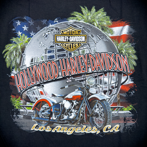 Hollywood Harley-Davidson® Black Willie G Hollywood Universal Globe T-Shirt Back Design