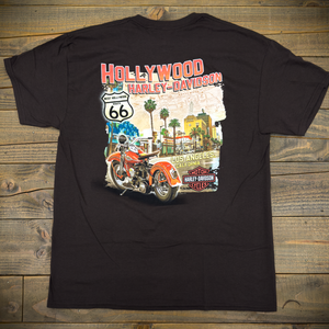 Hollywood Harley-Davidson® Brown Map T-Shirt Back