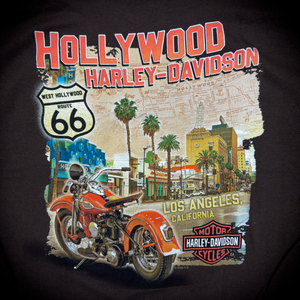 Hollywood Harley-Davidson® Brown Map T-Shirt Back Design