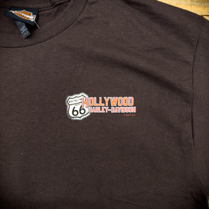 Hollywood Harley-Davidson® Brown Map T-Shirt Front Design