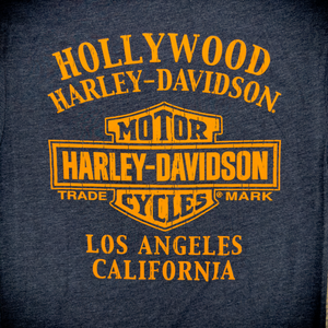 Hollywood Harley-Davidson® Denim Heather HD Mayhem T-Shirt Back Design