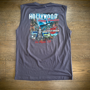 Hollywood Harley-Davidson® Gray Hollywood BLVD Sleeveless T-Shirt Back Design