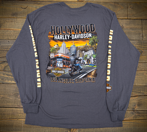 Hollywood Harley-Davidson® Gray Icon Long Sleeve T-Shirt Back