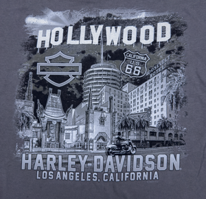 Hollywood Harley-Davidson Gray Monochromatic T-Shirt Back Design