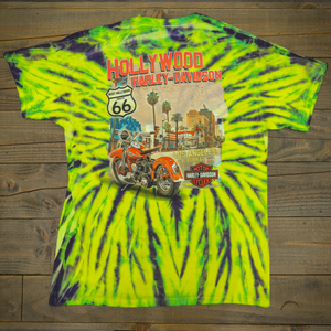 Hollywood Harley-Davidson Green Tie Dye Map T-Shirt Back