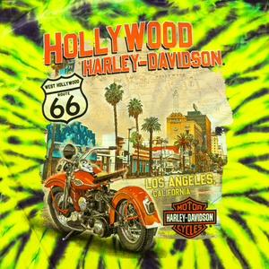 Hollywood Harley-Davidson Green Tie Dye Map T-Shirt Back Design