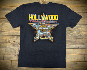 Hollywood Harley-Davidson® Heather Charcoal Vintage Bar and Shield Hollywood Star T-Shirt Back