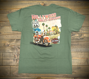 Hollywood Harley-Davidson® Leaf Green Map T-Shirt Back