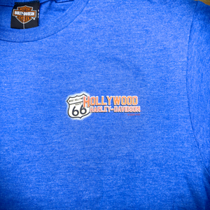 Hollywood Harley-Davidson® Light Blue Map T-Shirt Front Design