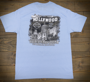 Hollywood Harley-Davidson Light Blue Monochromatic T-Shirt Back