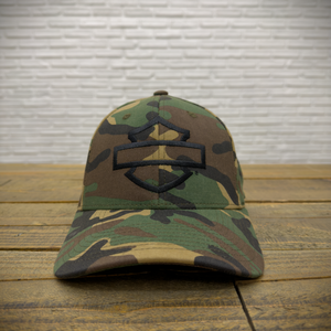Hollywood Harley Harley-Davidson Bar & Shield Outline Camo Fitted Hat Front Side